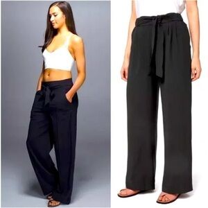 Lululemon Noir Career Wide Leg Tie Waist Career Office Black Pant 2